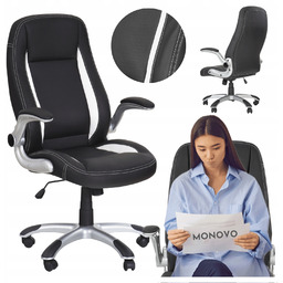 Fotel Obrotowy Biurowy do Komputera Czarny Gabinetowy EkoSkóra