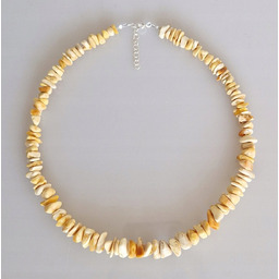 BIAŁY BURSZTYN naszyjnik z białego bursztynu srebro 925