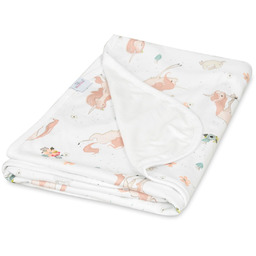 Kocyk bambusowy 75x100 Bamboo biały różowy jednorożce BabyMatex