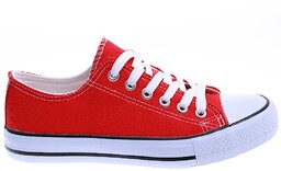 Wiązane czerwone trampki z tkaniny