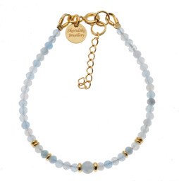 Skorulski Jewellery, Bransoletka, Akwamaryn cięte kulki i srebro