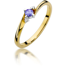 Złoty pierścionek Tanzanit 0,15ct żółte złoto pr. 585