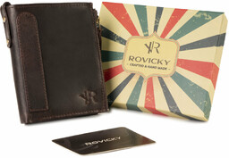 Skórzany pionowy męski retro portfel RFID Rovicky