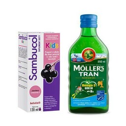 Sambucol Kids, 120ml + Mollers Tran Norweski owocowy