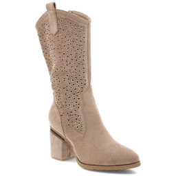 S.Barski Beżowe Kozaki Eleganckie Obuwie Damskie