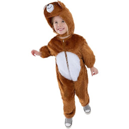 Smiffys Kostium niedźwiedzia dla dzieci, kombinezon z kapturem,