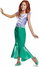 Disney Oficjalny klasyczny kostium Ariel, kostium małej syrenki,