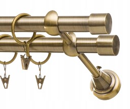 Karnisz Metalowy podwójny fi19 mm 260cm Złoto antyk