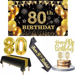 Baner dekoracje imprezowe na 80 urodziny 180x110cm Topper