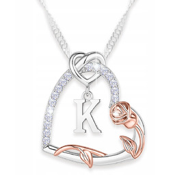 Naszyjnik Srebrny Serce Literka K Kwiat Życia Róża