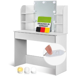 TOALETKA KOSMETYCZNA BELLA Z LUSTREM I LED USB