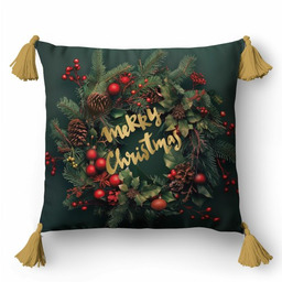 Poszewka świąteczna 45x45 stroik Merry Christmas dekoracyjna