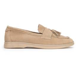 Damskie mokasyny zamszowe z chwostem beżowe