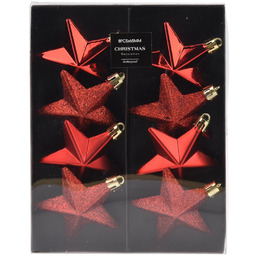 Bombki choinkowe nietłukące gwiazdki czerwone 6,5 cm 8