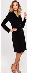 Welurowa sukienka midi żakietowa czarna M641, Kolor czarny,