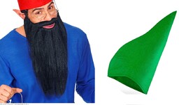 Zestaw Krasnoludka Skrzata Czapka Zielona plus Broda Czarna