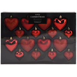 Bombki choinkowe nietłukące czerwone serca 4,5 / 8