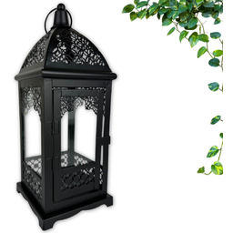 Latarnia lampion latarenka metalowa świecznik ogród CZARNA 31cm