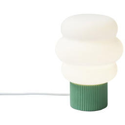 Lampa stołowa Japandi zielona ze szkłem opalowym 18