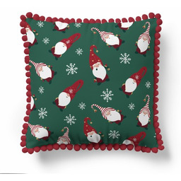 Poszewka świąteczna 45x45 skrzaty i śnieżynki Christmas dekoracyjna