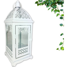 Latarnia lampion latarenka metalowa świecznik ogród BIAŁA 31cm