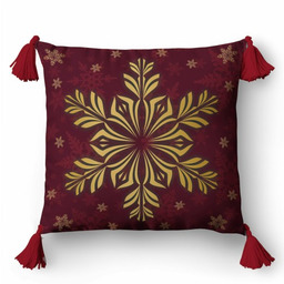 Poszewka świąteczna 45x45 bordowa ze złotą śnieżynką Christmas