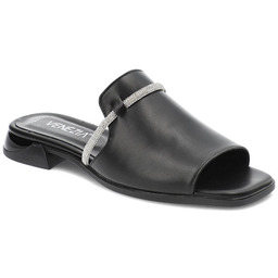 Venezia Czarne Klapki Eleganckie Skórzane Buty