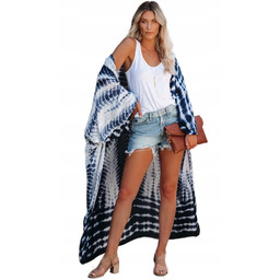 Pareo Sukienka Plażowa Maxi Pareo Damskie Kimono Niebieskie