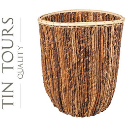 OKRĄGŁY KOSZ Z LIŚCI BANANOWCA 34x34x42 cm