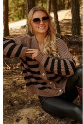 Sweter damski krótki kardigan w paski S139, Kolor