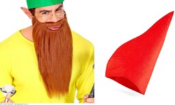 Zestaw Krasnoludka Skrzata Czapka Czerwona plus Broda Brązowa