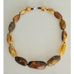 Naszyjnik z bursztynu korale bursztynowe duże srebro 925