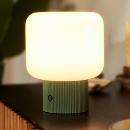 Ładowalna lampa stołowa LED Lucande Katrin Palm, zielona,