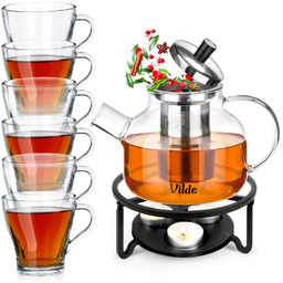 Dzbanek z zaparzaczem do herbaty szklany 850 ml
