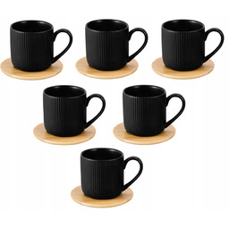 Zestaw Komplet Filiżanki Alisa Ze Spodkiem Bambusowym 6szt