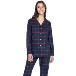 Flanelowa piżama damska GEMA S Ciemnoniebieski