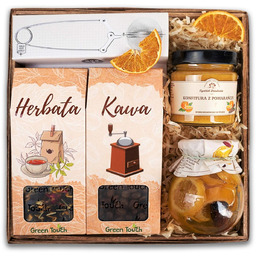 Kosz prezentowy;zestaw kawa i herbata z zaparzaczem