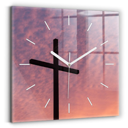 Szklany zegar ścienny - szkło hartowane - 30x30