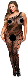 Baci Plus Size - kwiecista siateczka - czarna