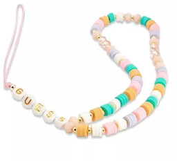 Guess zawieszka GUSTFLWP Phone Strap różowy Heishi Beads