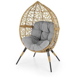 Fotel ogrodowy Oskar. rattan syntetyczny naturalny, tkanina jasny