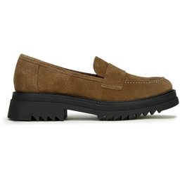 Damskie mokasyny zamszowe na platformie brązowe