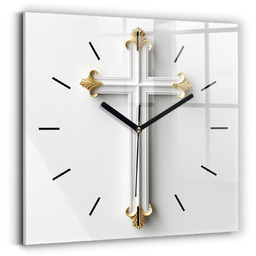 Klasyczny zegar szklany - szkło hartowane - 30x30