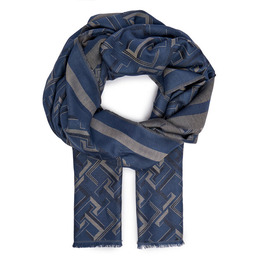 Szal Tommy Hilfiger Distinct Jacquard Scarf AW0AW16372 Niebieski