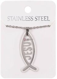 Naszyjnik - rybka chrześcijańska - JESUS - Stainless