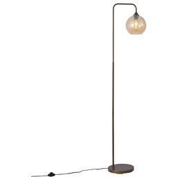 Lampa podłogowa Art Deco ciemny brąz z bursztynowym