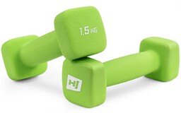 Hop-Sport, Zestaw hantli neoprenowych, zielony, 2x1,5kg