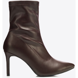 Dopasowane damskie botki na szpilce brązowe