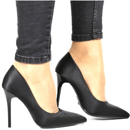 SZPILKI CZÓŁENKA DAMSKIE SATYNOWE SEASTAR 129P BLACK CZARNE