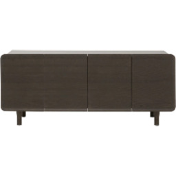 KOMODA Divine podłużna, 4-drzwiowa, szklane półki wewnątrz, ciemno